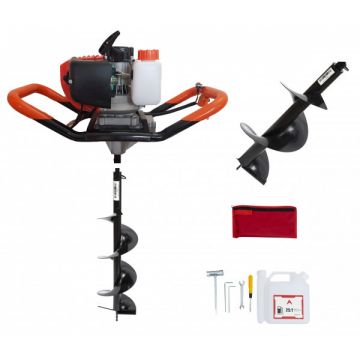 Motoburghiu - Foreza Pamant - BRILLO F4200 - Putere 5.7 CP, 8000 RPM, 52CC + 2 burghie 100 si 200 mm