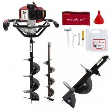 Motoburghiu - Foreza Pamant - Micul Fermier - Putere 2 CP + 4 x burghie de 100, 150, 200, 300mm