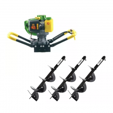 Set Motoburghiu Pamant - PARTNERPRO PPE1500, Putere 2.0 CP + 3 x burghie 150, 200, 250mm