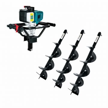 Motoburghiu - Foreza Pamant - Detoolz DZ-C308 - Putere 2CP, 8500 RPM, 52cc + 2 burghie 100, 200 si 300 mm