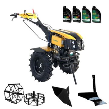 ProGARDEN Pachet Campo 1273 Alpine V2, Motocultor 12CP + Plug simplu+ Plug bilonat/rarita + 2 Roti metalice 540x170 + 4 L Ulei