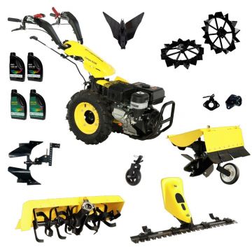 ProGARDEN Pachet Campo U16E Motocultor 14CP + BC120M Bara cosire + 3xPlug + FT90 Freza tractata + 2xRoti metalice RM47 + 2xCuple + 4L Ulei