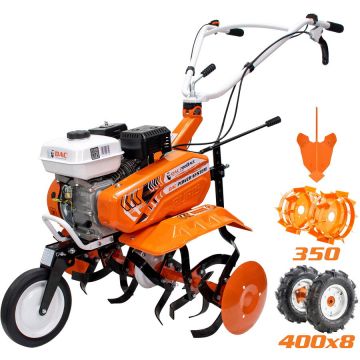 Ruris Motosapa pe benzina Ruris DAC 7000ACC1, putere 7 CP, 208 CC, 4 timpi, 2+1 viteze, 29 cm adancime lucru, 83 cm latime lucru, contine: roti cauciuc + roti metal fara manicot + rarita ajustabila