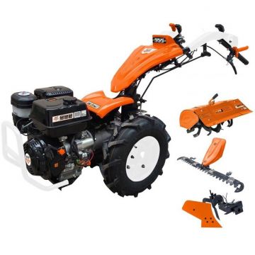 Ruris Pachet motocultivator RURIS 977 CSP, motor benzina 4T, 420 CC, 16 CP, 5 viteze, cu lama de cosit C977, freza de sapat S 977, plug P 977